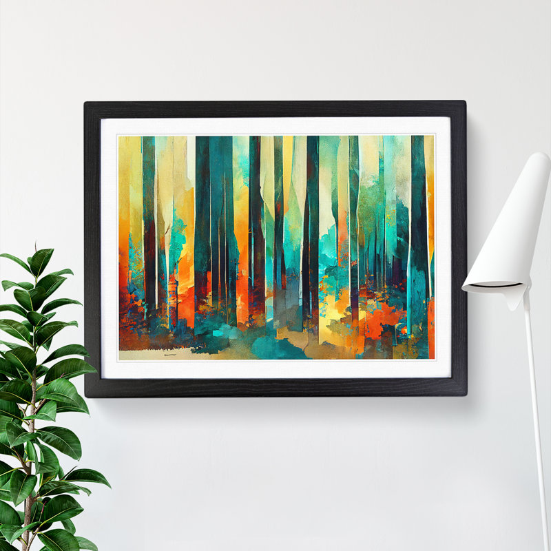 Captivating Abstract Forest Vol.2 - Picture Frame Print, 46cm H x 64cm W x 2cm D, Black