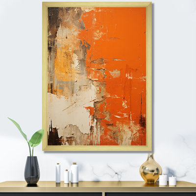 Orange abstrait, art chaos de feu II - art mural abstrait
