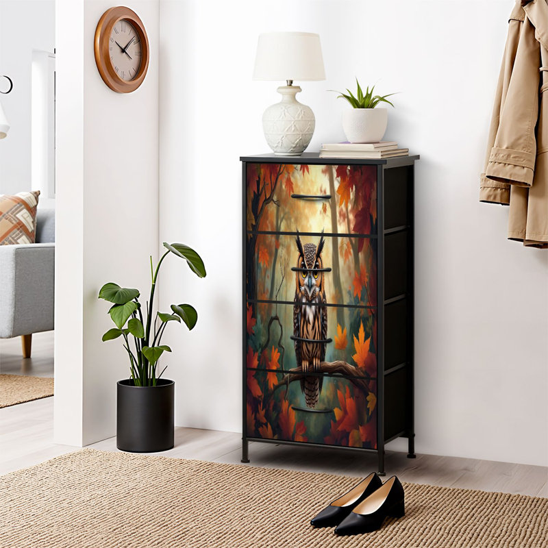 Commode pour commode de chambre à coucher pour commode hiboux fantaisiste en vitrail Autumn Forest