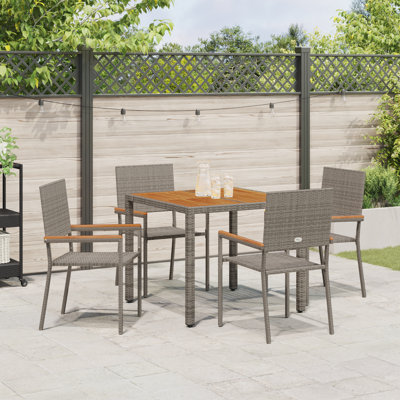 5 Piece Garden Dining Set Poly Rattan