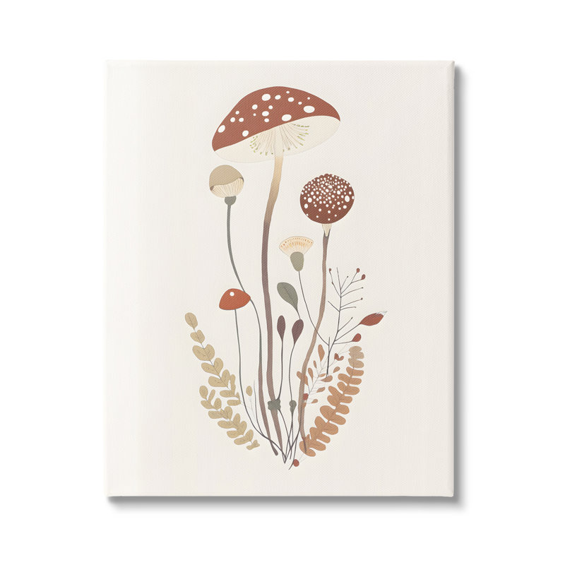Champignons et fougères sur toile par Petals Prints, H 40 po x l 30 po x P 1,5 po