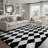 Modern Machine-Washable Non-Slip Checkered Shag Area Rug-1701992176-1702347985