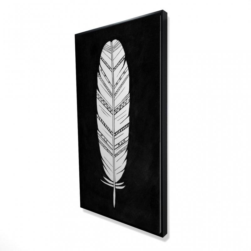Feather with Patterns - Black Bedroom Framed Canvas Decor