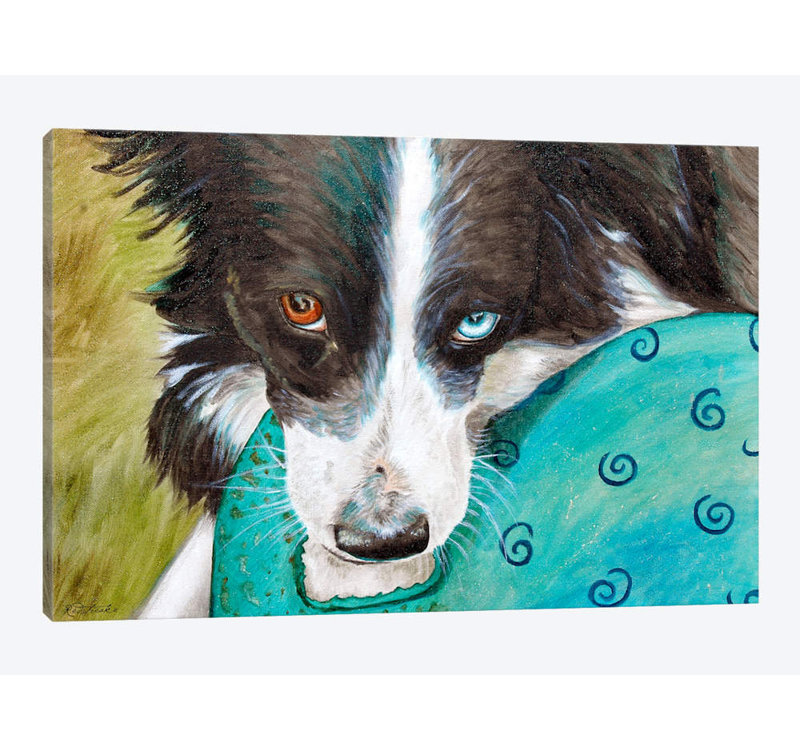 «Border Collie» par Jennifer Redstreake, impression sur toile tendue, H 18 po x l 26 po x P 1,5 po, Toile tendue