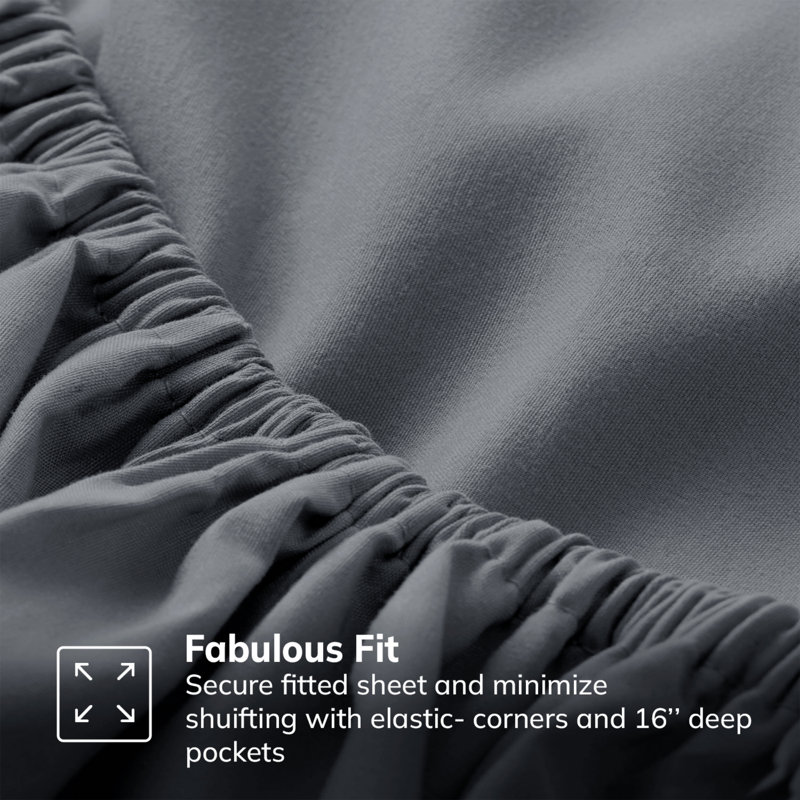 Meliah Microfibre Brushed Fitted Bed Sheet, Kingsize (5'), Charcoal