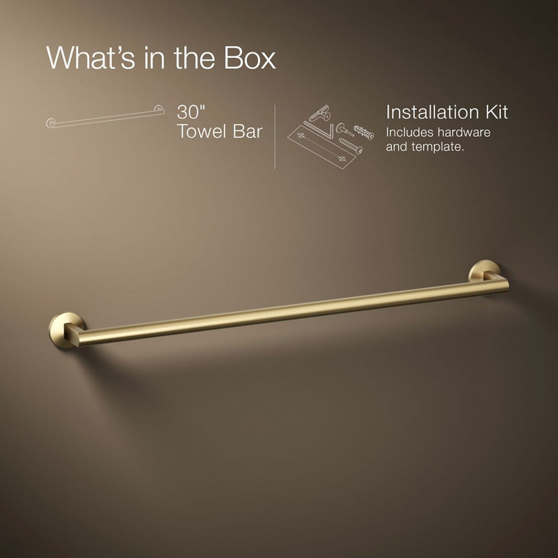 Components Towel Bar, 30"W, Vibrant Brushed Moderne Brass