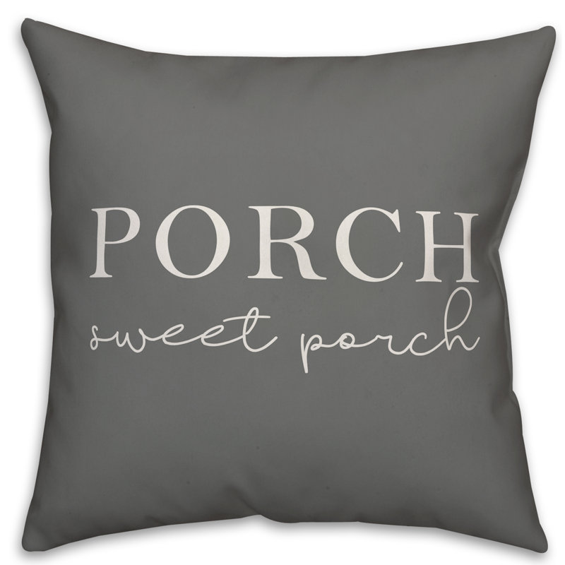 Textual Outdoor Throw Pillow, 20" H x 20" W, Gray/White