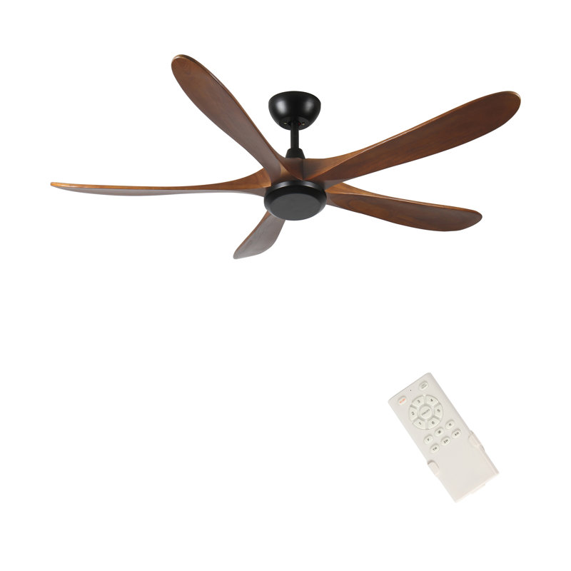 Ventilateur de plafond en bois 62 pouces sans lumière avec télécommande, 62 pouces de large