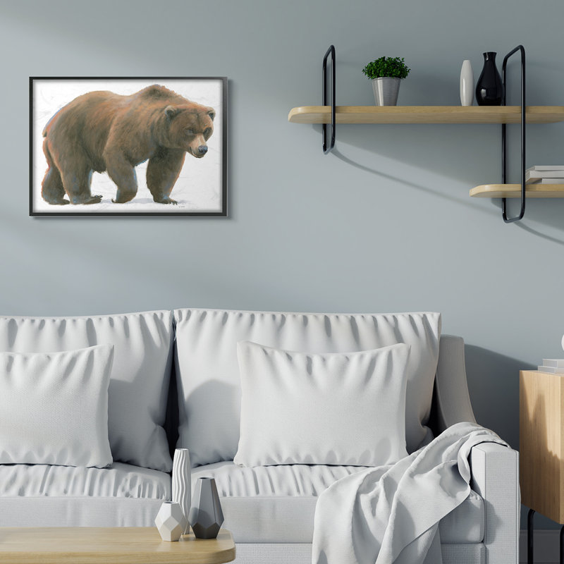 Ours sauvage du nord, Giclée encadrée noir minuit, H 30 po x l 24 po