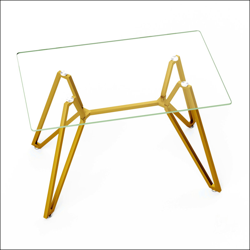 Rectangular Glass Dining Table, 30.3"H x 47.3"L x 29.5"W
