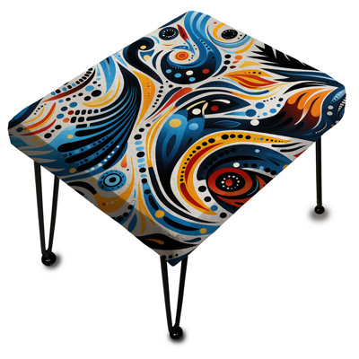 Bleu et orange Tribal Dreams I - Repose-pieds rectangulaire abstrait