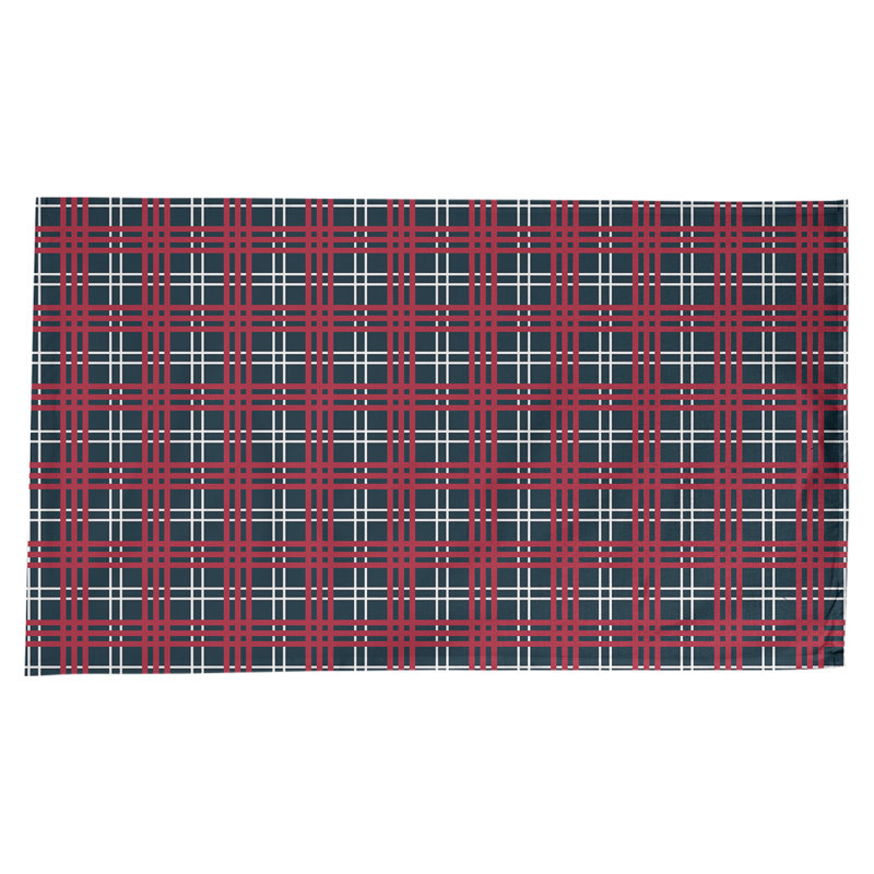 Nappe en mélange de coton à carreaux, Bleu foncé acier / blanc / rouge bataille