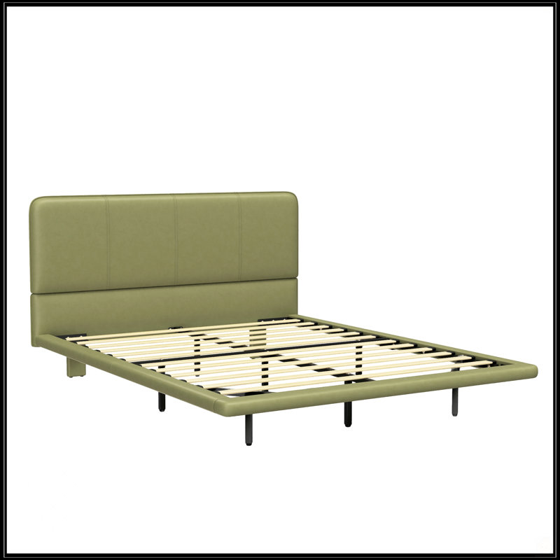 Cadre de lit flottant avec lumière DEL, Lit double, Vert