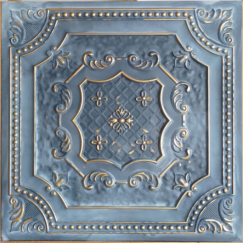Pavillon élisabéthain de 2 pi X 2 pi Tuile de plafond à poser ou à coller, Or fumé