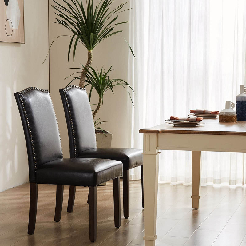 Chaise de salle à manger contemporaine sans accoudoirs avec siège rembourré en tissu