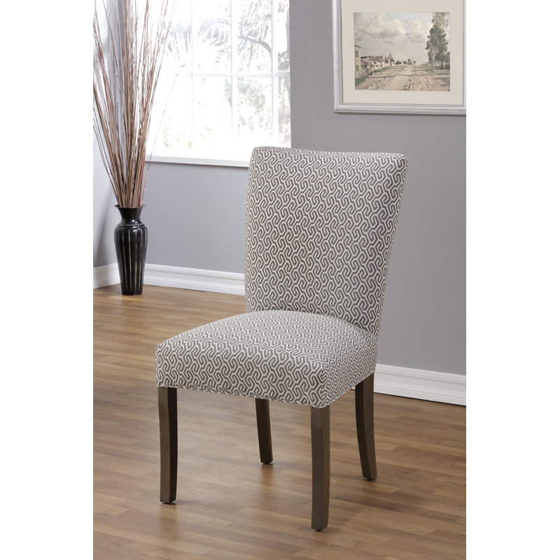 18'' H Upholstered Parsons Chair, Cream/Taupe, Pebble