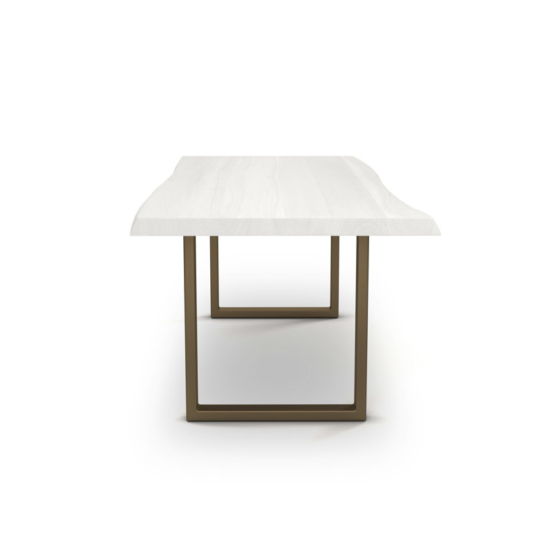 Brooks Dining Table, White Wash, Brass, 29.75"H x 116"L x 40"W