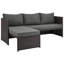 Ensemble de conversation modulaire pour patio 3 personnes avec coussins en polyester et table basse brun et gris Menton-1903994615