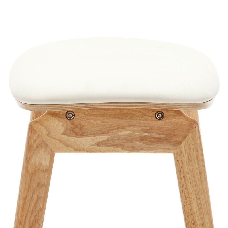 Tabourets de bar 26 po en bois massif sans dossier, tabourets de bar à hauteur de comptoir Saddle, Marron clair, 1