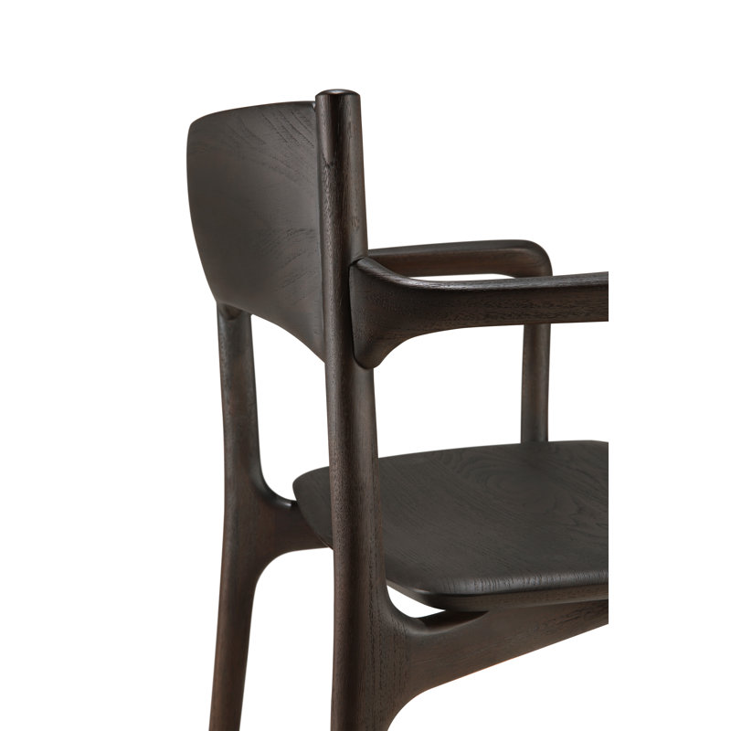 Pi Solid Wood Arm Chair, Brown