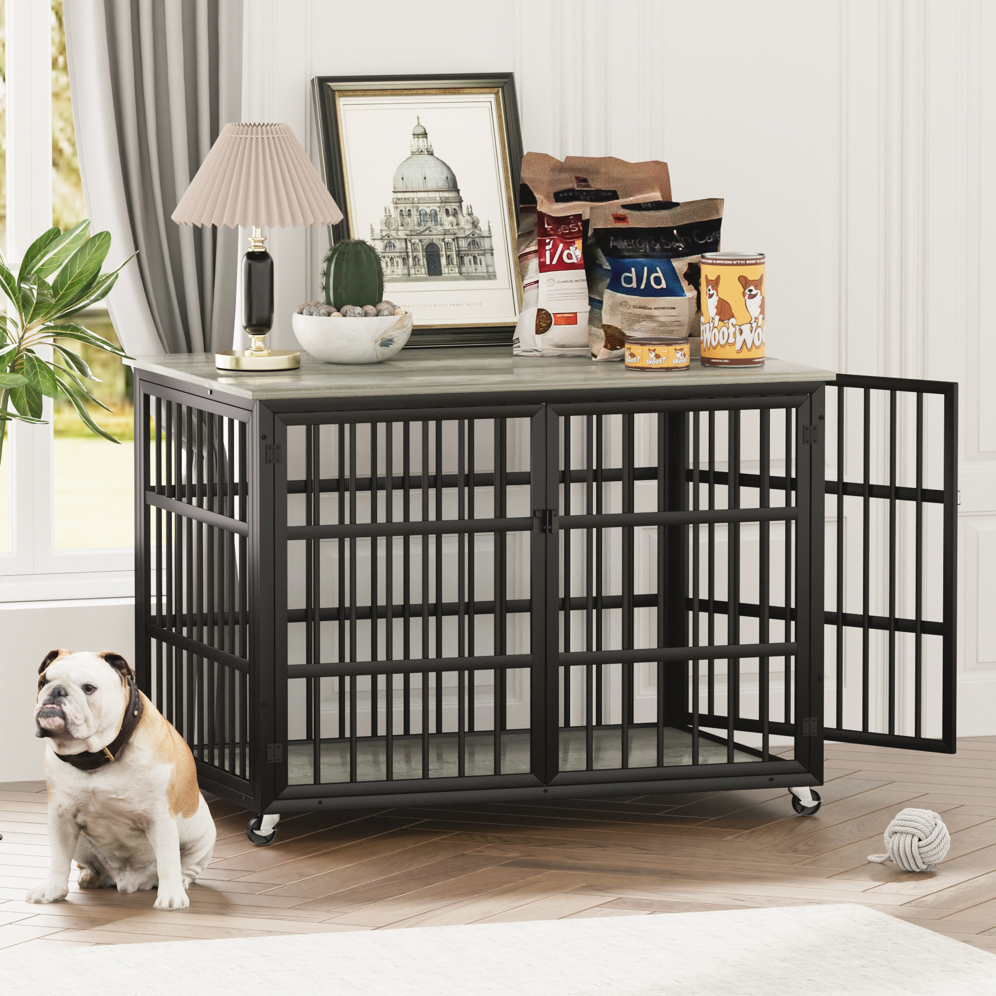 Tucker Murphy Pet™ Dog Crate Furniture Corner, Heavy Duty Dog Kennel Indoor Wooden End Table Dog Crate Modern Decorative Pet Crates Side Table Dog House For Large Medium Small Dogs Brown C111233766