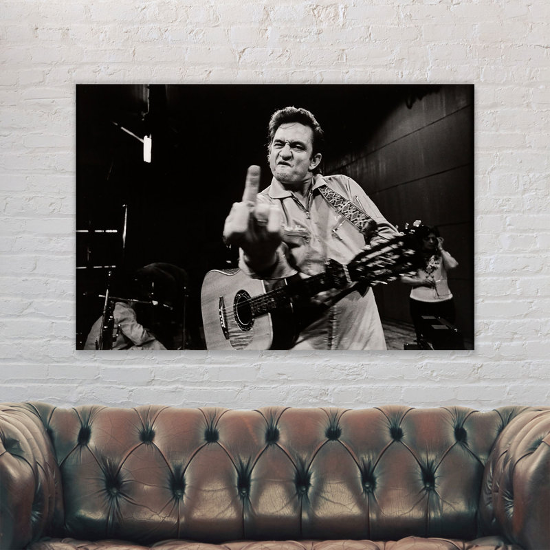 Johnny Cash Finger 1969 San Quentin Prison - Wrapped Canvas Print, 21cm H x 31cm W x 4cm D
