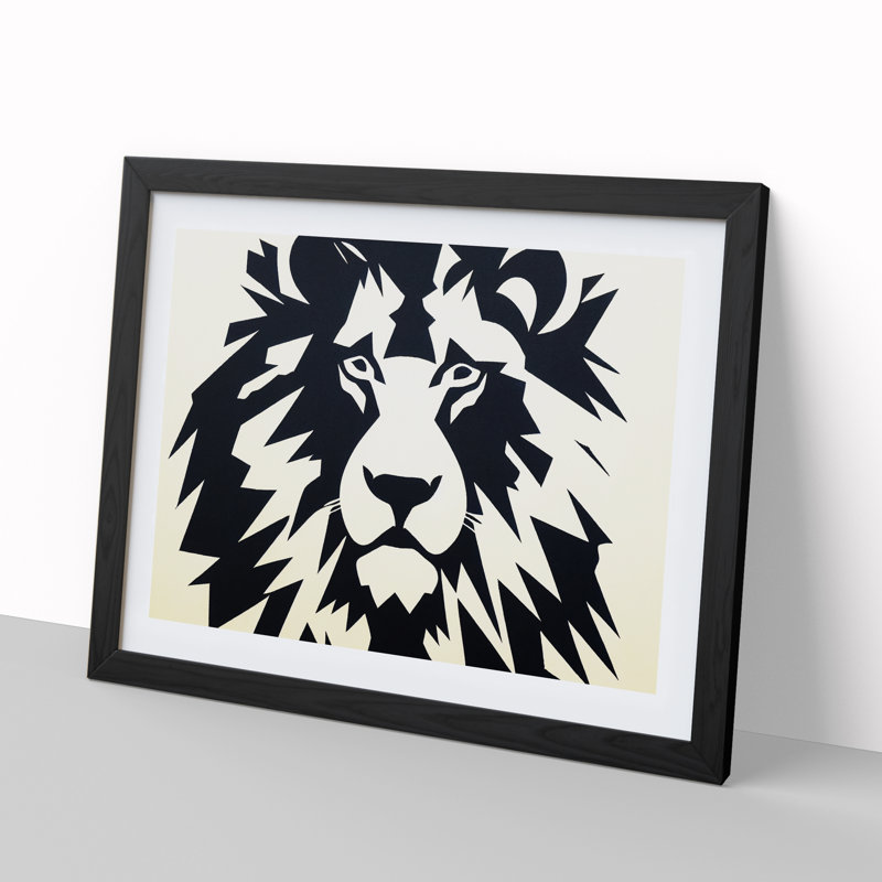 XH1022-9703X Vivid Abstract Lion - Single Picture Frame Print, Black, 25cm H x 34cm W
