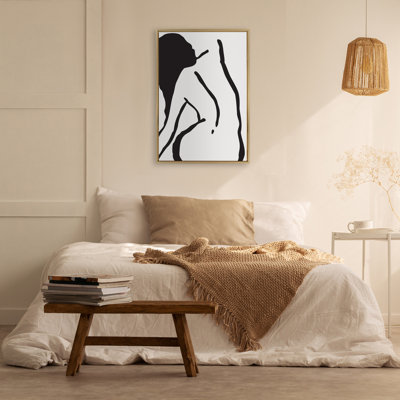 Timeless Feminine Figural Drawing 2 Black and White by The Creative Bunch Studio Framed Canvas Wall Art Print