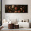 Composition florale sombre et romantique avec une douce atmosphère de bougie - grande impression sur toile encadrée dans la chambre principale-123831102-123831100