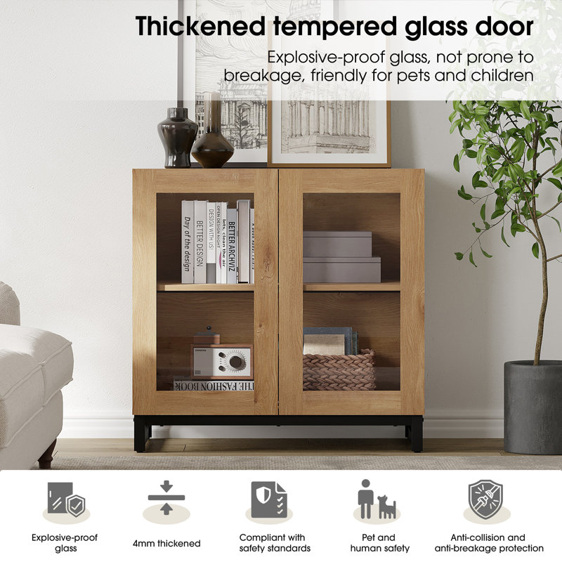 3 In 1 Multifunctional Sideboard Buffet Cabinets With 6 Glass Doors, Modern Sideboard Credenza With Adjustable Shelf And Metal Base, Coffee Bar Cabinet Storage Cabinet For Living Room, Kitchen