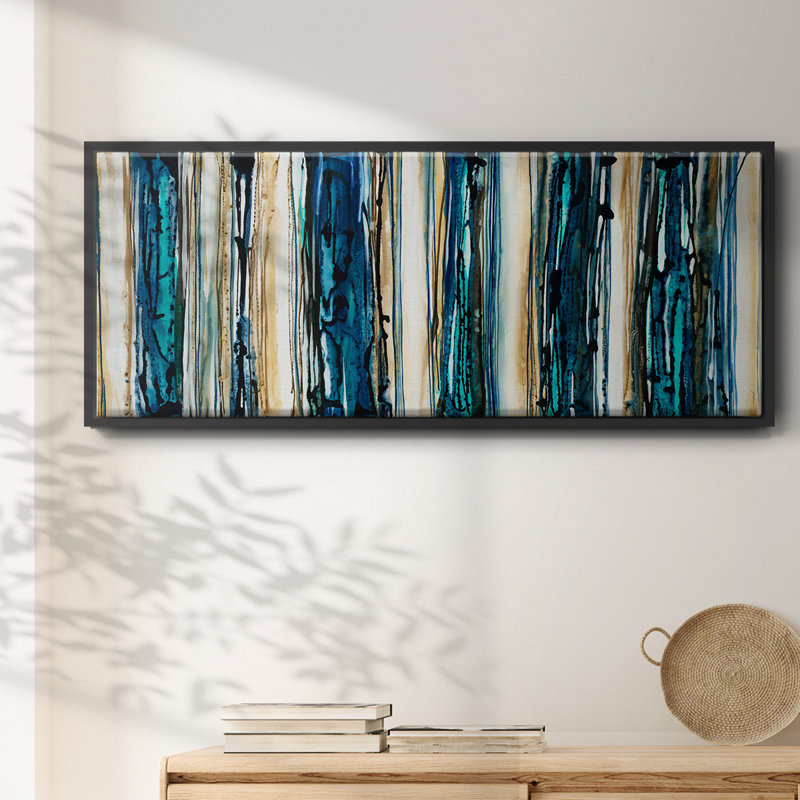 Blue Streaks- Framed Canvas, 24" H x 60" W