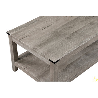 3-Piece Cocktail Set Wooden Table Top Rectangular Coffee Table And Two Matching Square End Tables Living Room Wooden Furniture Retro by Red Barrel Studio