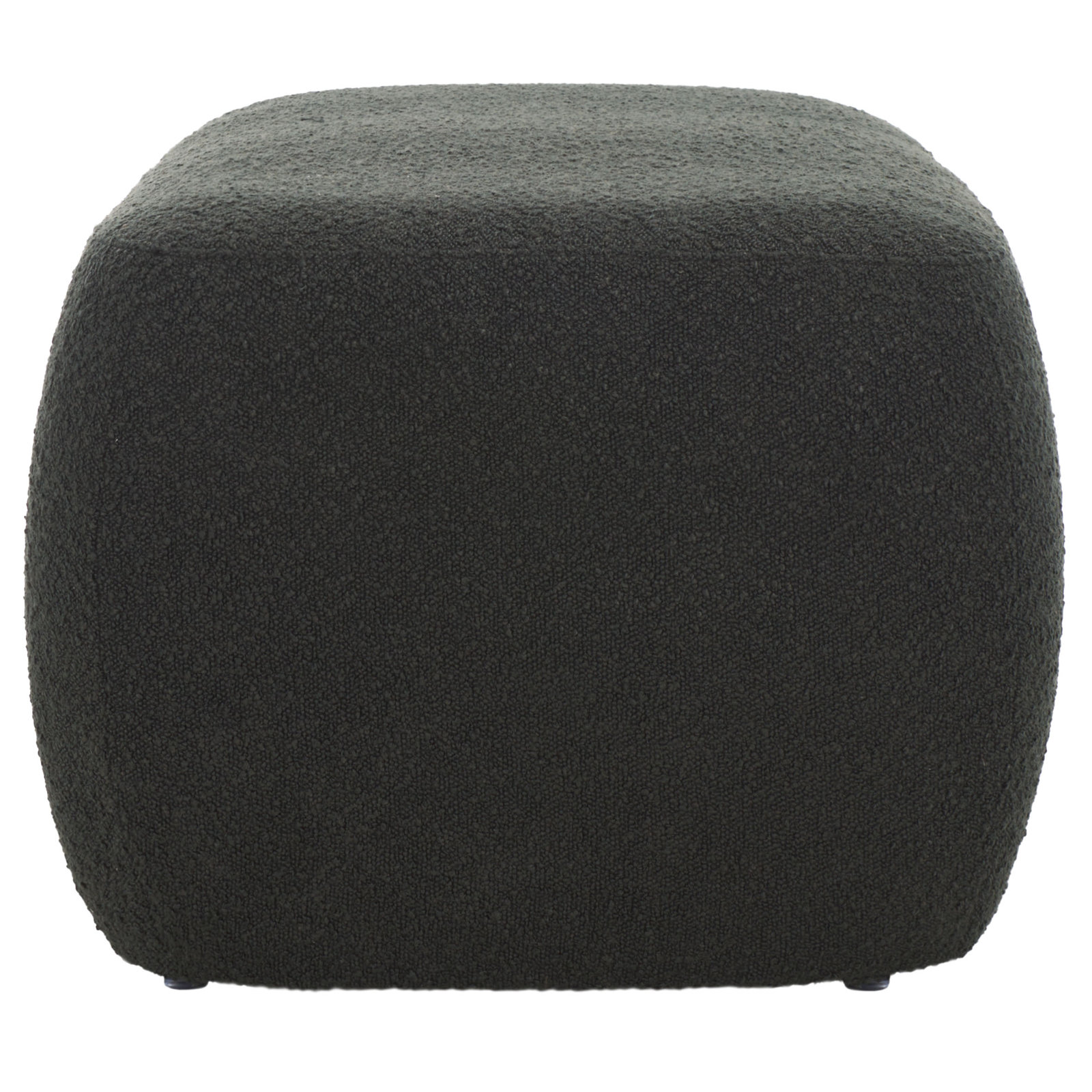 50" Velvet Upholstered Ottoman, Black Boucle