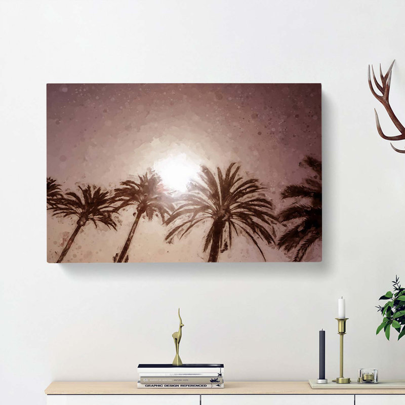 Palm Trees In The Evening In Abstract - Wrapped Canvas, 60cm H x 91cm W x 3cm D