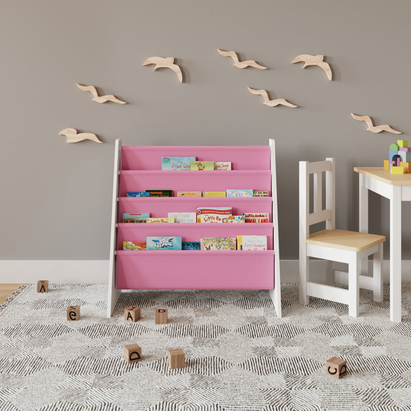 Marybeth 60cm H X 62.7cm W Solid Wood Kids Bookcase, White/Pink