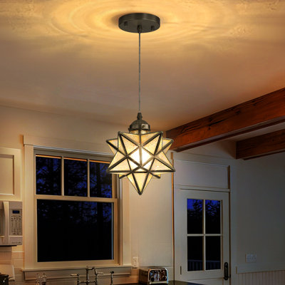 Glass Pendant Lights Chandeliers With Warm Light Bulb