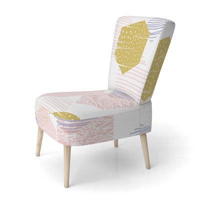 Chaise d'appoint rembourrée à motif géométrique rose à motif géométrique