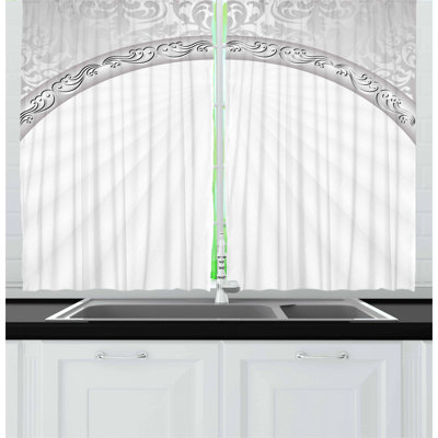 2 Piece Curvy Band with Abstract Baroque Ornaments Victorian Vintage Corner Framework Kitchen Curtain -  East Urban Home, A9528EF06051471C892E421D3965074B