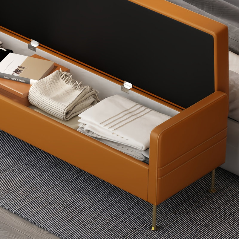 Banc de rangement rembourré Temeshia, Orange, H 21,25 po x l 47,24 po x P 17,71 po