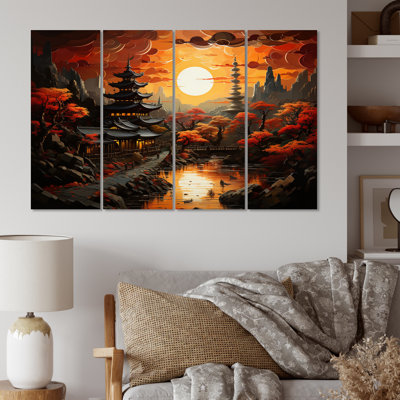 «China Art Dynastic Echoes V», reproduction d'art mural chinois - 4 panneaux
