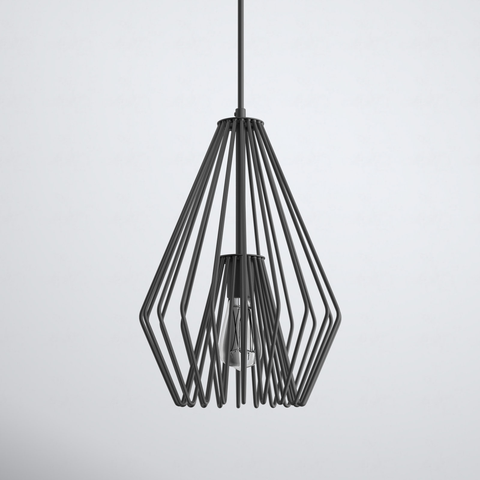 Frankie Single Light Metal Dimmable Pendant, 15.75" H x 9.25" W x 9.25" D, Matte Black
