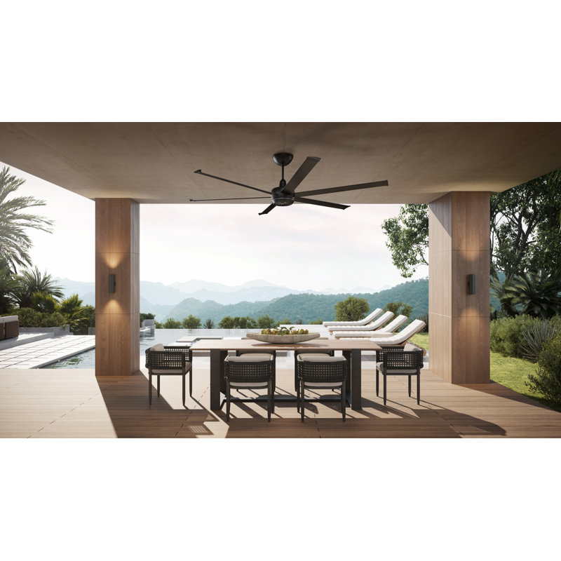 Turbo6 Smart Downrod Ceiling Fan, Brushed Silver, Anodized Aluminum