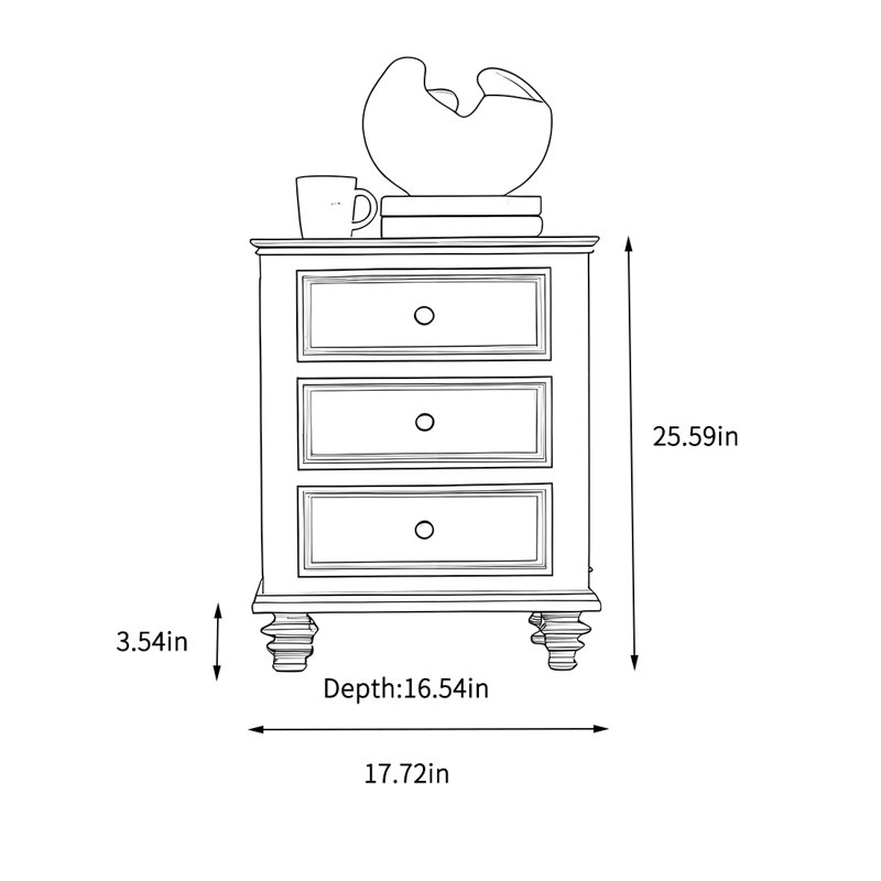 Armoire de rangement pour chambre à coucher, Blanc, H 25,59 po x l 17,72 po x P 16,54 po