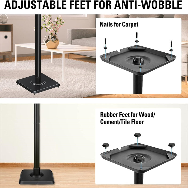 Adjustable Height Speaker Stand For Satellites Up To 5 Kg, Set Of 2 Floor Stands