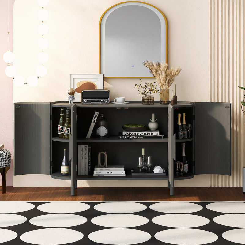 48" Console Table Entryway Sideboard for Hallway Living Room with Adjustable Shelves, Walnut