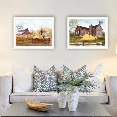 Gorgeous Living Room Wall Art: Autumn Blessings Farm Life - Multicolor Wood & Paper Frame Modern Print: For Wood,