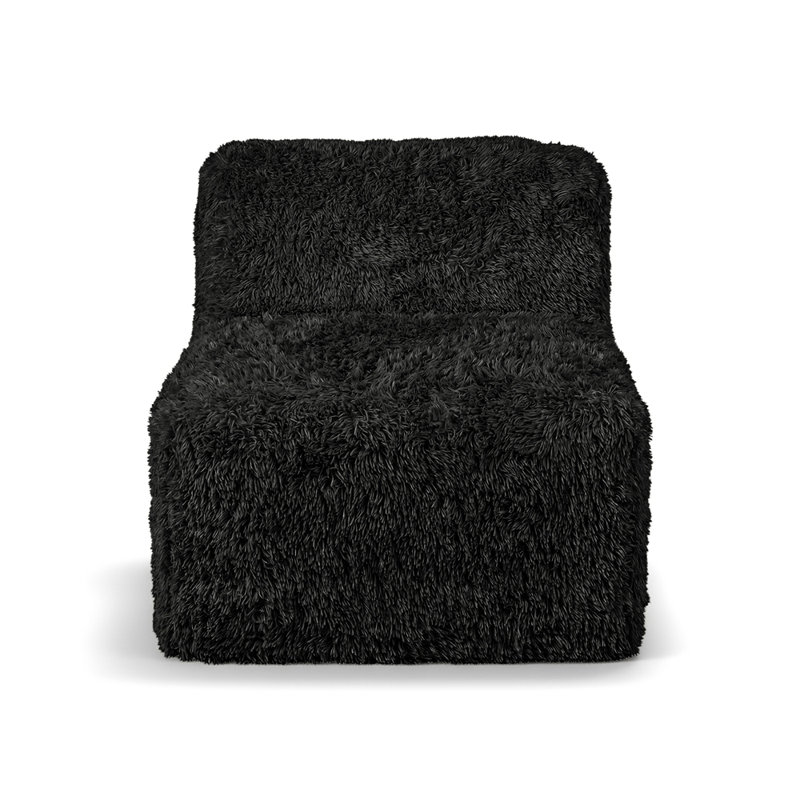Canapé modulaire de couleur noire en fausse fourrure et mousse de haute densité