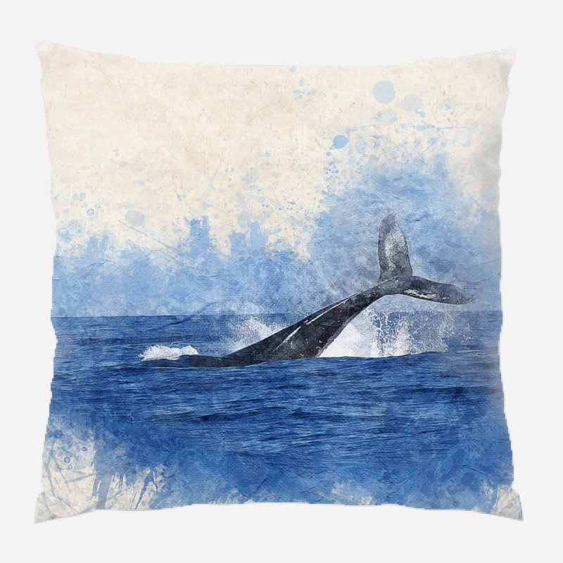Catriona Whale Throw Pillow, Indoor, Microsuede