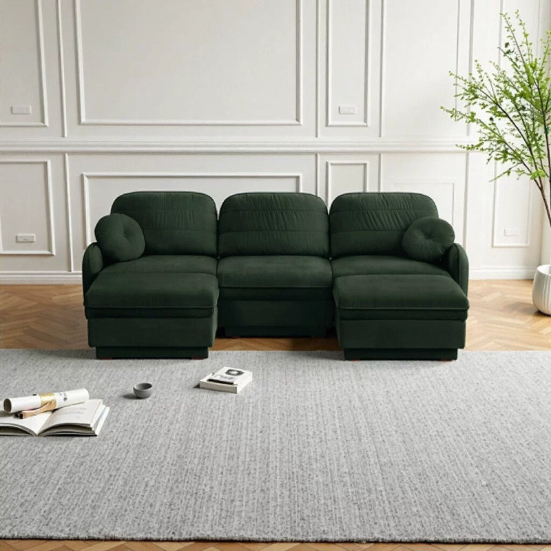 Canapé modulaire en U en chenille de 105 po Rumley avec repose-pieds mobile, assise profonde, coussins de dossier matelassés et coussins décoratifs