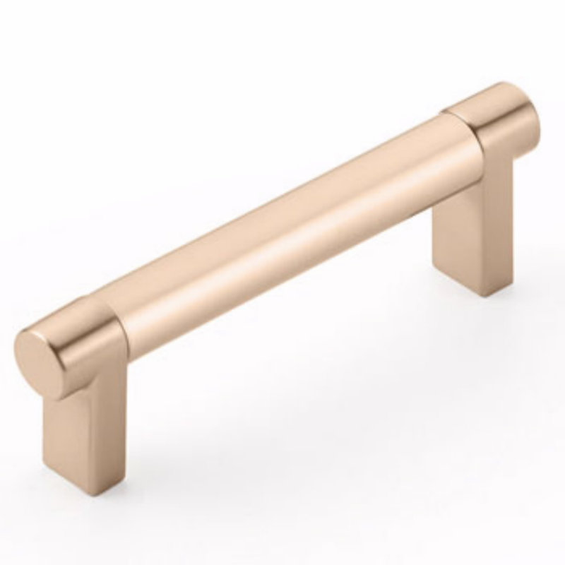 Emtek Select Cabinet Pull w/ Rectangular Stem & Smooth Bar, Satin Copper, 4" Center to Center